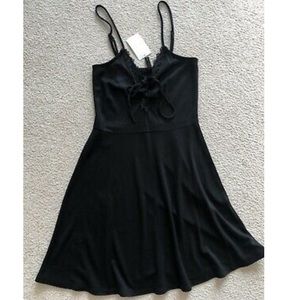 H&M DIVIDED Black Spaghetti Strap Skater Dress